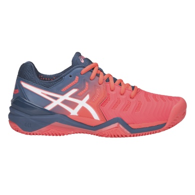 Asics Tennis Shoes Gel Resolution 7 Clay/Sand Court (Stable) Papaya Red Women